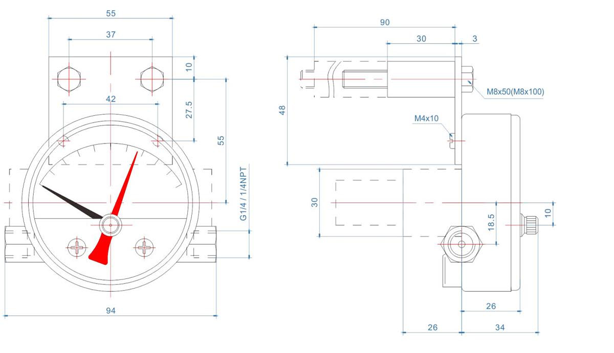 rs components pressure gauge products