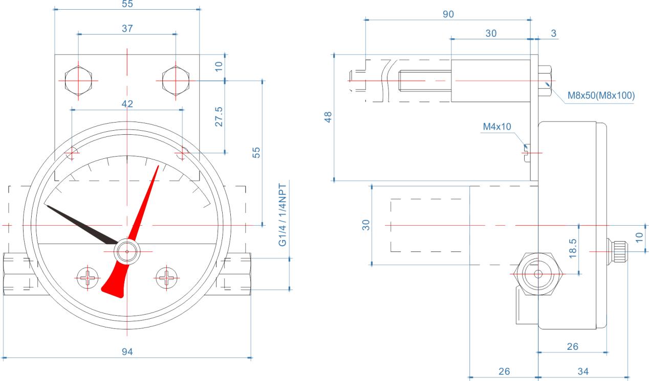 custom diaphragm material pressure gauge